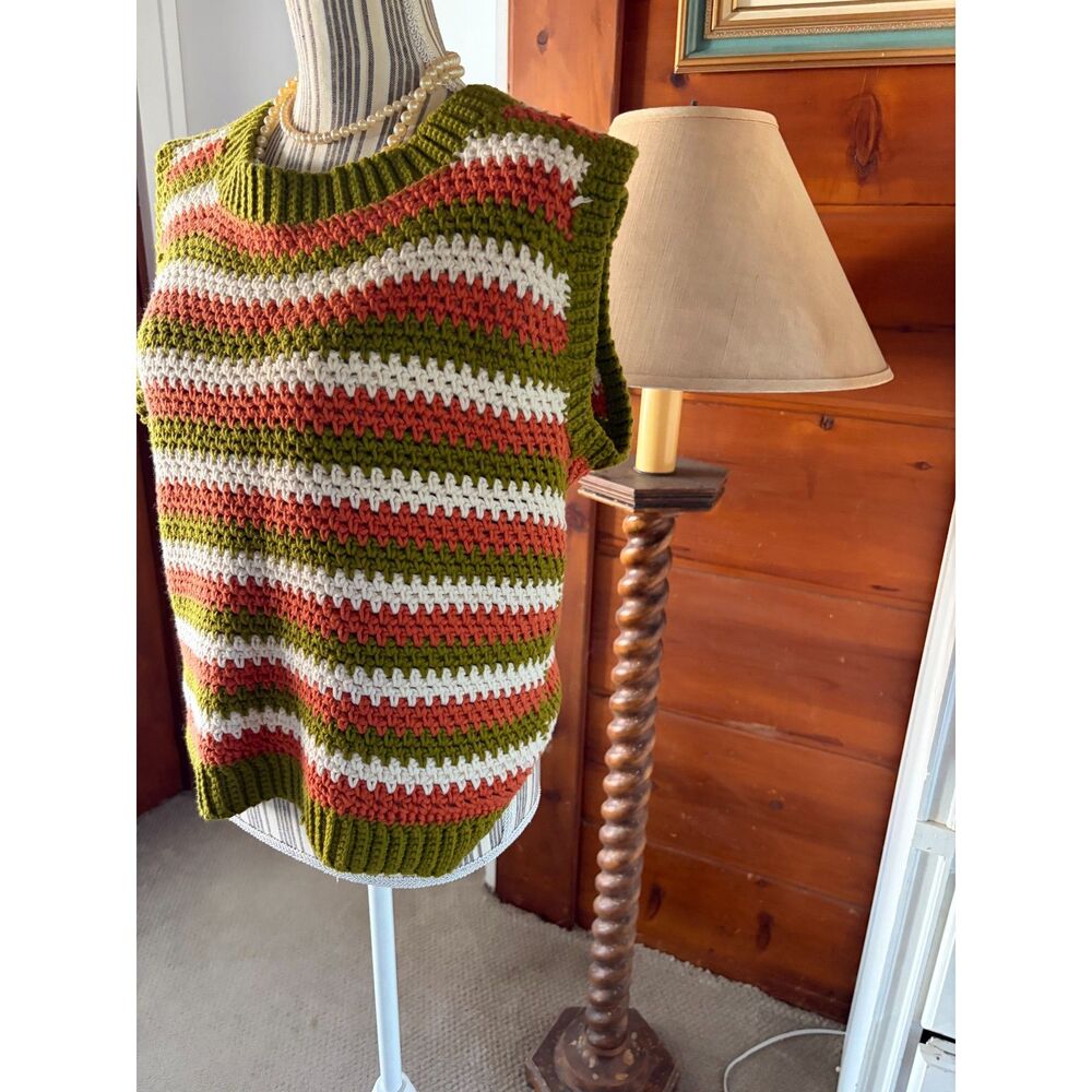 Handmade Knitted Fall CottagecoreBOHO Academic Retro 70's Festival Grandma Vest